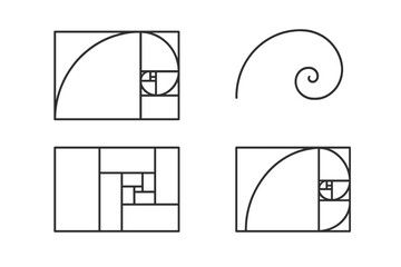 Exploring geometric patterns based on the Fibonacci sequence and golden ratio in simple black line art