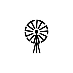 Obraz premium Abstract windmill rotates silently on isolated white background black art