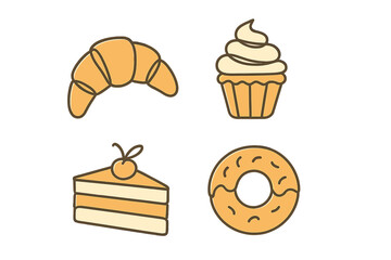 Delicious pastries and desserts arranged creatively on a light background for a sweet snack display