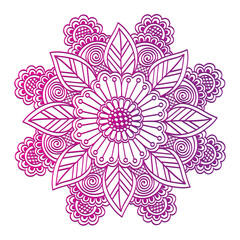 Ornamental Floral Lace Pattern with Round Mandala Design Vector illustrations