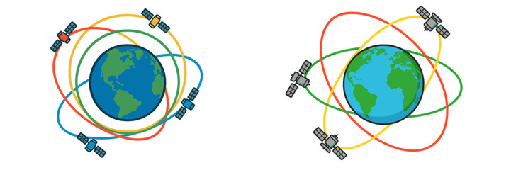 Understanding satellite orbits and their paths around Earth with colorful diagrammatic representation © Alan