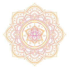 Ornamental Floral Lace Pattern with Round Mandala Design Vector illustrations