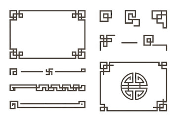 Decorative line patterns featuring geometric designs and traditional motifs for art and design projects