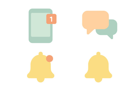 Notifications and alerts displayed on smartphone with message icons in pastel colors conveying communication and reminders