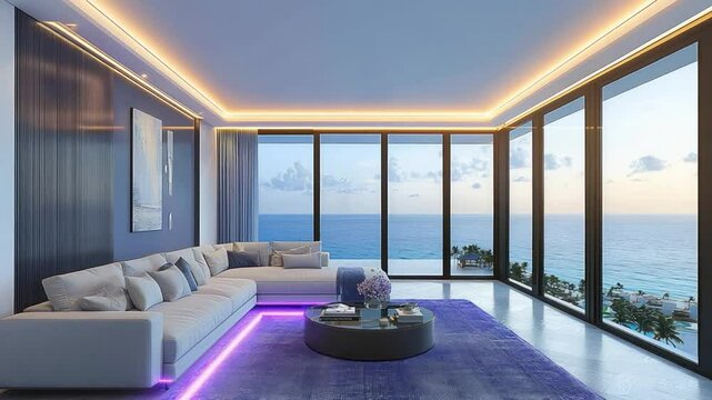 Modern Coastal Living Room with Ocean Views