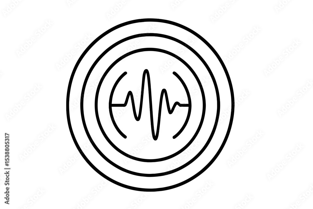 Poster sound wave graphic illustrating rhythm and frequency patterns in a simple yet striking design, creat