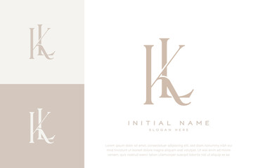 LK KL initial letter handwriting and luxury logo