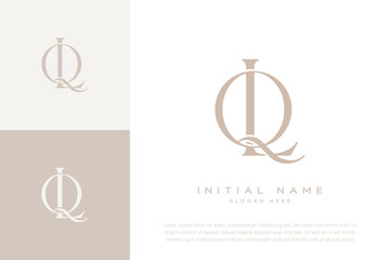 LQ QL initial letter handwriting and luxury logo