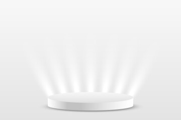 White prodium product display with light effect