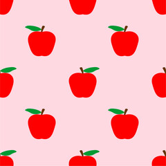 Cartoon red apple seamless pattern