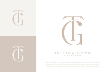 TG GT initial letter handwriting and luxury logo