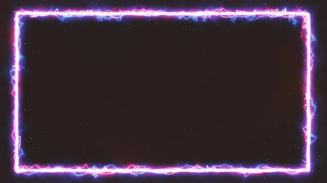 Electric Neon Magic Energy Frame Loop/ Animation of a beautiful electric neon energy frame with glowing patterns of pink and blue electricity seamless looping