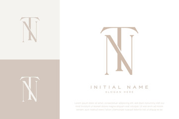 TN NT initial letter handwriting and luxury logo