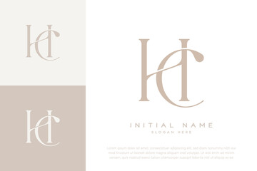 HC CH initial letter handwriting and luxury logo