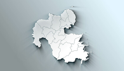 Modern Map of Oita Japan Prefecture with Borders