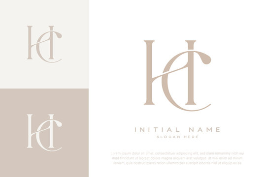 HC CH initial letter handwriting and luxury logo