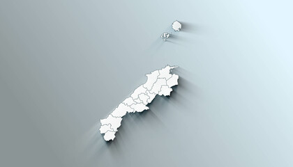 Modern Map of Shimane Japan Prefecture with Borders