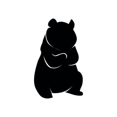 black silhouette of panda animal. animal symbol