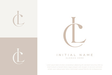 LC CL initial letter handwriting and luxury logo