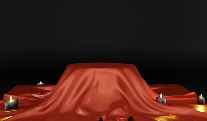 Podium, cloth, shiny, circle podium, 3D illustration