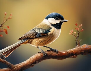 Obraz premium Detailed Close-up Image of a Beautiful Bird Perched on a Branch with Soft Bokeh Background, Nature Photography, Avian, Wildlife