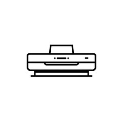 Modern printer outputs document in office minimalist line art