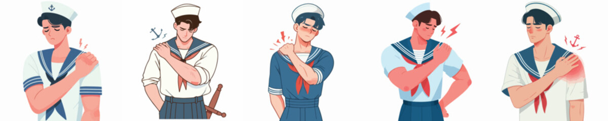 sailor vector having shoulder pain