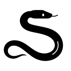 Black snake vector illustration, simple design, coiled serpent icon