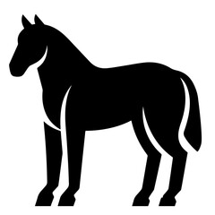 Black silhouette horse vector illustration, side view, strong design element
