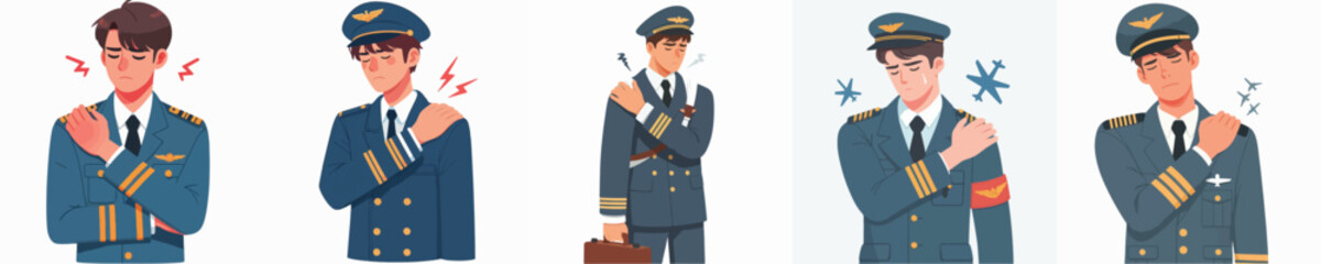 pilot vector is having shoulder pain