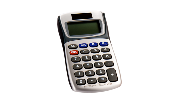  Compact electronic calculator with a clear digital display and essential functions for everyday arithmetic.
