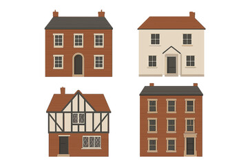 Various styles of residential houses showcased in a simple and clear layout with unique architectural designs