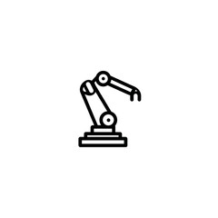 Robotic arm lifts object precision white background automation