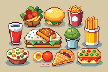 Pixel Art Food Pack – Assorted Pixel Meals and Dishes in 8 & 16 Bit Style	