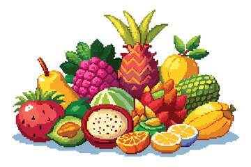Pixel Art Tropical Fruit Pack – Exotic Fruits in Pixel Style