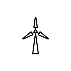 Wind turbine spins creating energy isolated outline drawing