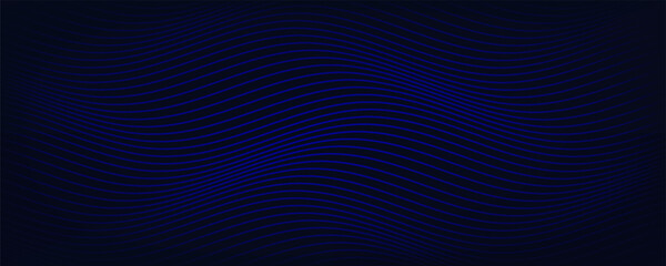 Abstract glowing wave lines on dark blue background. Dynamic wave pattern. Modern flowing wavy lines. Futuristic technology concept.