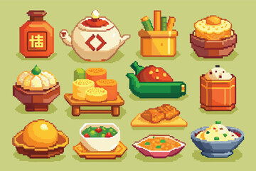 Pixel Art Chinese Food Pack – Pixel Asian Meals Set