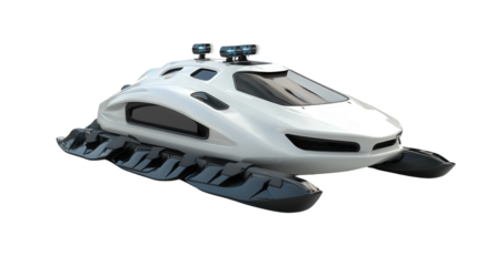 Amphibious autonomous vehicle concept, Transparent background, PNG file