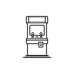 Vintage arcade machine drawing stands alone white background