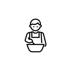 Chef stirring ingredients inside bowl cooking illustration