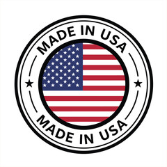 Made in USA icon in circle outline. American quality product symbol. Manufactured in the United States sign. Vector illustration