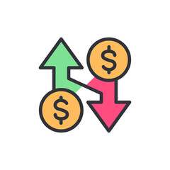 Financial Volatility Represented By Currency Exchange Arrow Indicators