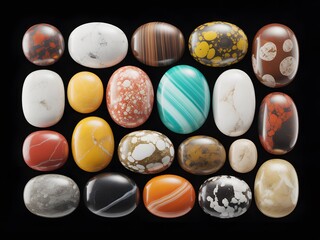 Polished Gemstone Collection Oval Shapes Various Colors