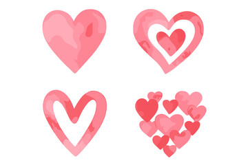 Watercolor heart illustrations featuring various shapes and sizes for romantic occasions and designs