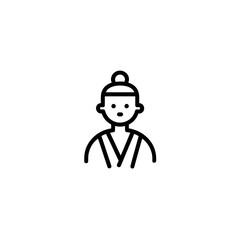Karateka character demonstrates discipline silhouette single isolated image