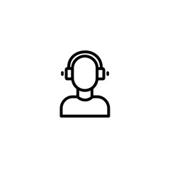 Icon avatar listens music against white minimal background outline graphic