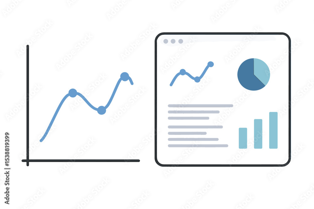 Poster data visualization tools showing growth trends and performance metrics on a digital interface