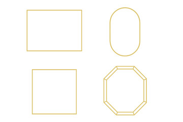 Geometric shapes displayed in a minimalist design featuring rectangles, ovals, squares, and octagons on a clean background