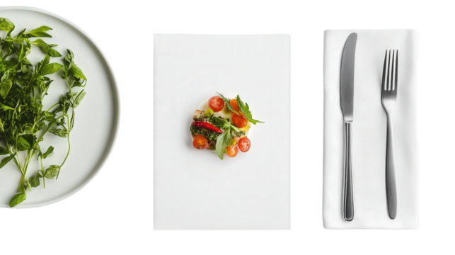 Clean corporate catering menu with minimal branding Transparent background, PNG file